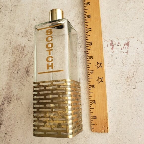 Vintage Midcentury Modern Bohemian Bar Decor Glass Containers Bottles Scotch Rye - Picture 7 of 10